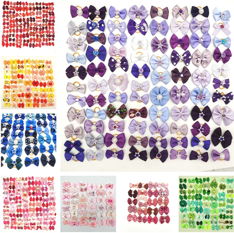 1200pcs Pet Grooming Hair Bows Puppy Mix Colours Decorate Hair Accessories for Small Dog Hair Rubber Bands Dog Grooming LT059
