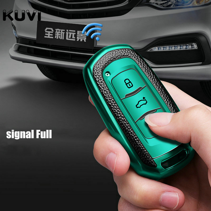 Leather TPU Car Smart Key Cover Case Shell Fob For Geely Atlas Boyue NL3 EX7 SUV GT GC9 Emgrand X7 Borui Auto Holder Accessories