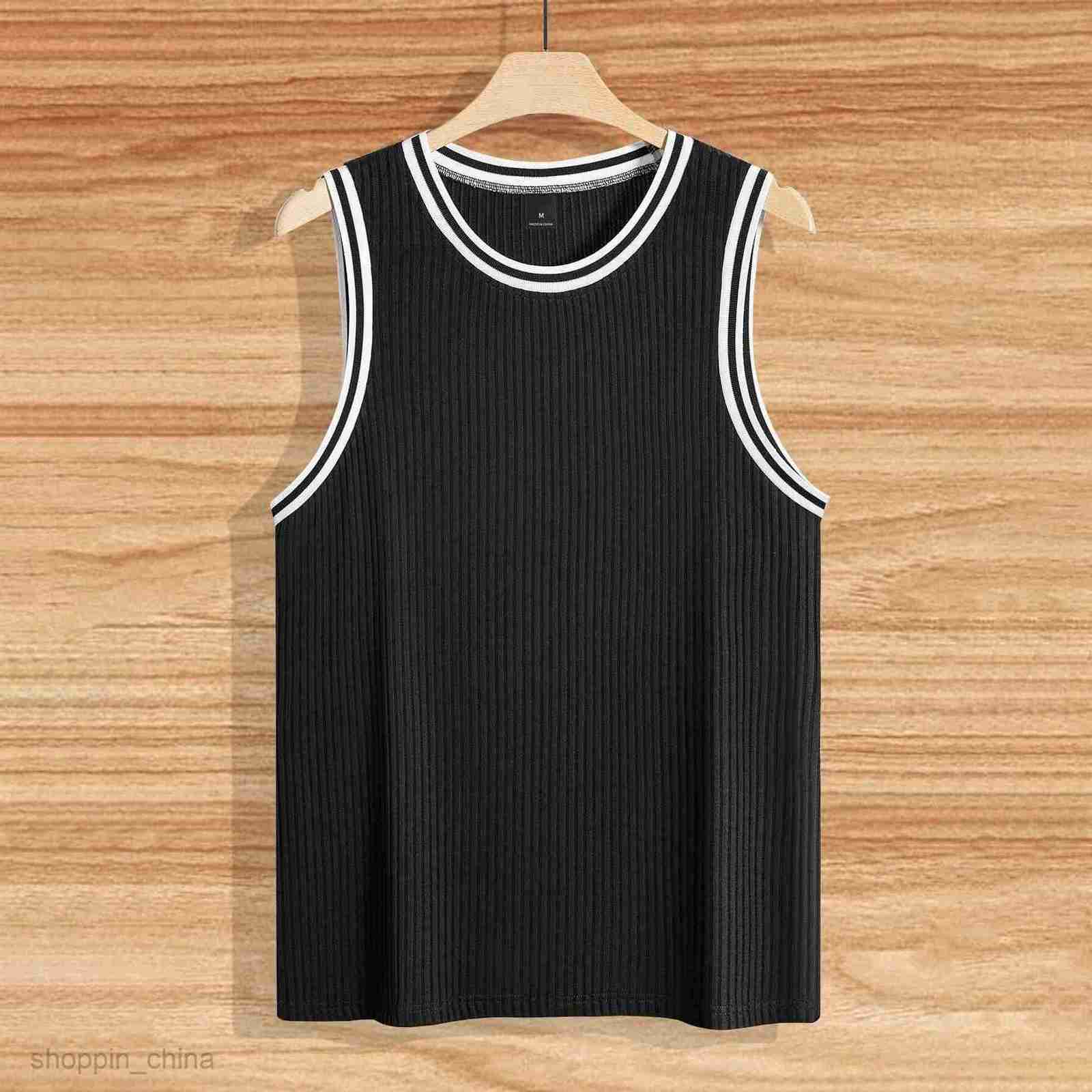 Men's T Shirts Summer Knitted Vertical Stripe Fitness Sports Slim Fit Tank Top Male Racerback Color Block Tank Top tees tops