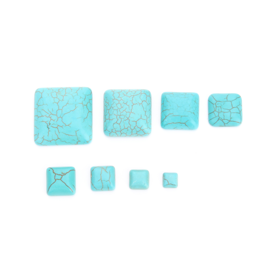 10pcs/lot 6/8/10/12/14/16mm Half Square Blue Created Flatback Cabochons Beads DIY Natural Stone Beads Jewelry Findings Making