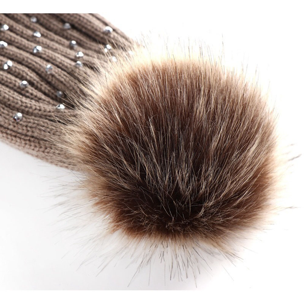 Faux Wool Ball Knitting Hat Baby Winter Pompoms Beanie Diamond Skullies for Girls Boys Cute Outdoor Crochet Cap Hats Children