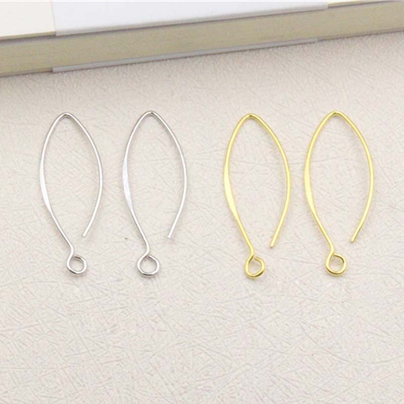 Genuine Real Solid 925 Sterling Silver Earring Hooks Gold Ear Wire Settings for Making Earrings Jewelry Findings Components 30mm