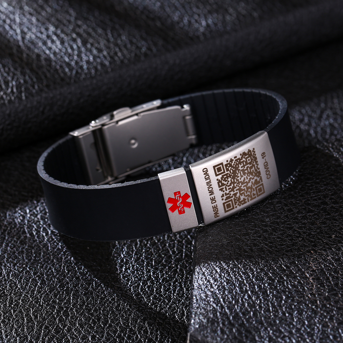 Personalized Medical ID Bracelet Custom Medical Alert Bracelets Record a QR Code for Mobility Pass Safety Silicone Wristband