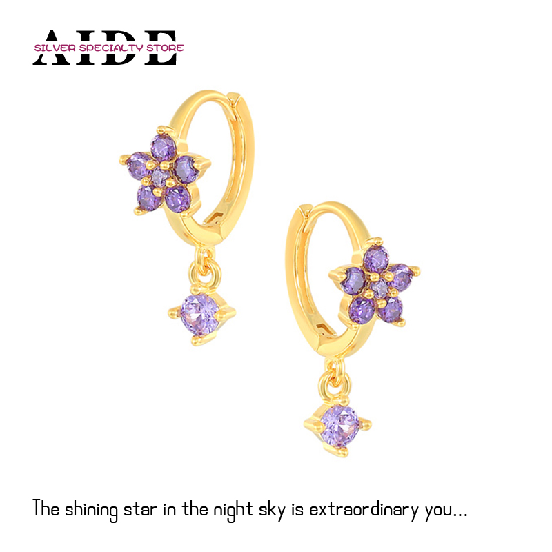 Aide 925 Sterling Silver Hoop Earrings For Women Huggie Earings Pendiente Piercing Rainbow CZ Earing Luxury Fine Jewelry Brincos
