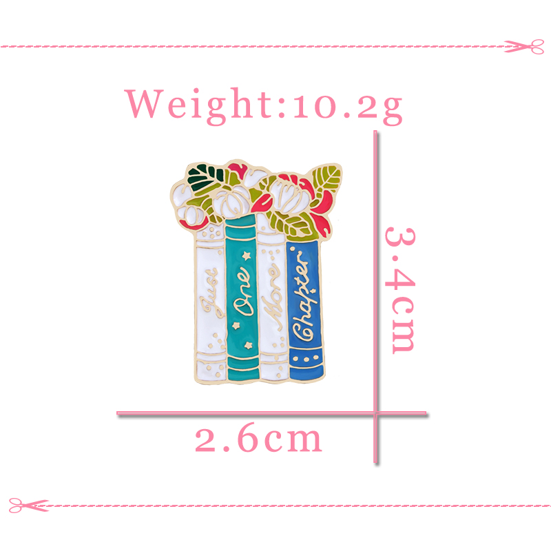 Flowers Books Enamel Pins Reading Book Brooch Custom Backpack Clothes Lapel Pin Fun Bookworm Badge Jewelry Gift for Kids Friends