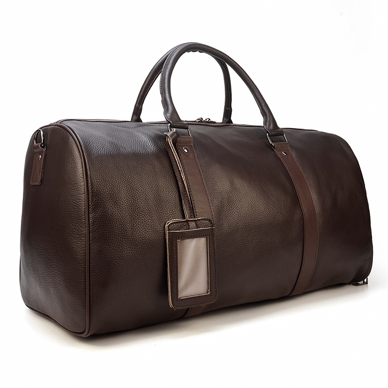 Cowhide hot Travel Men - Waterproof Leather Overnight Weekend Bag for Plane, Business 55cm