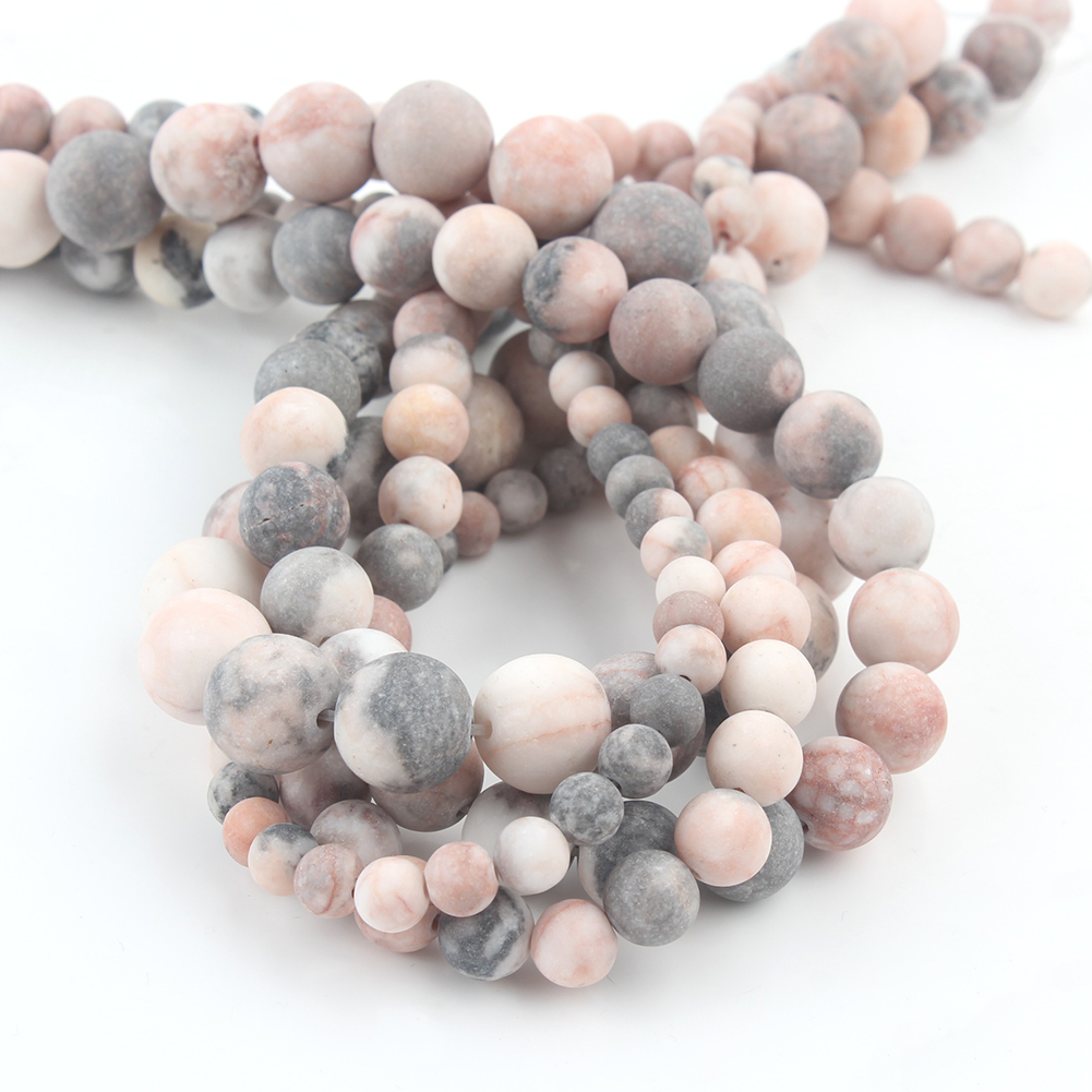 Natural Dull Polish Matte Pink Zebra Jaspers Stone 4/6/8/10mm Round Loose Beads For Jewelry Making Diy Bracelet Necklace 15 Inch