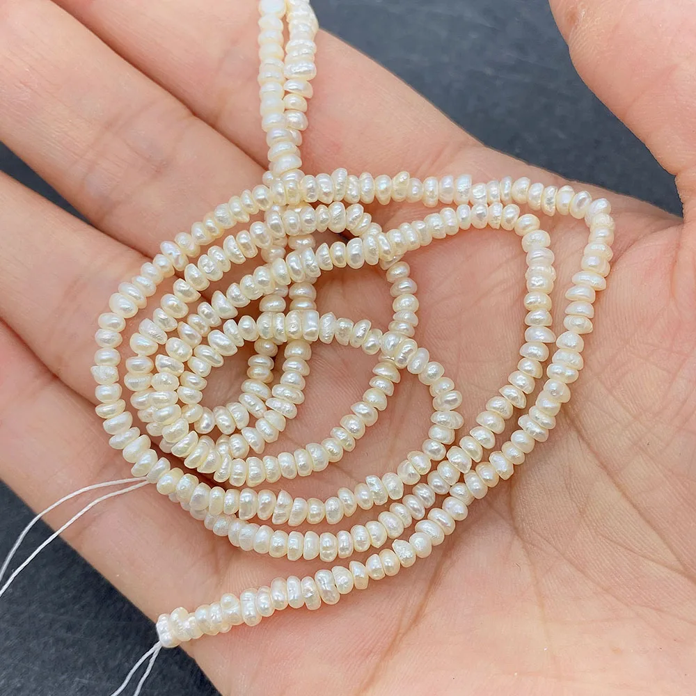 Natural Freshwater White Pearl Oblate Abacus Bead 3-4mm Small Loose Beads Jewelry Making DIY Necklace Earrings Real