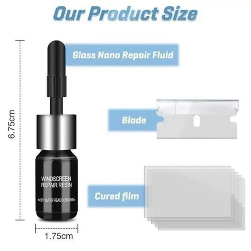 Car Windshield Cracked Repair Glue Window Glass Curing Glue Auto Glass Scratch Crack Restore Kit Glass Epoxy Resin Repair Glue
