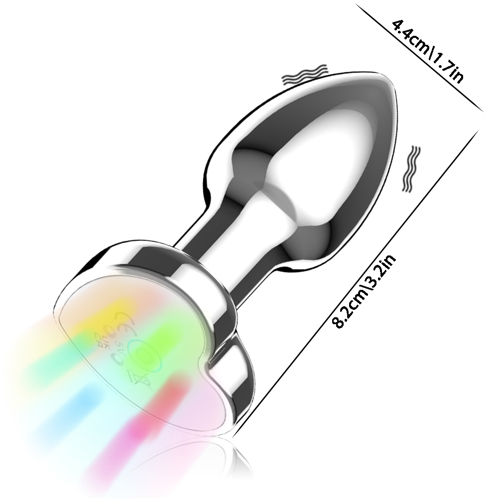 App Control Man and Woman Metal Anal Plug Vibrating Remote Heart-Shaped Anal Dildo Adult Luminous Electric Couple Intimate Toys