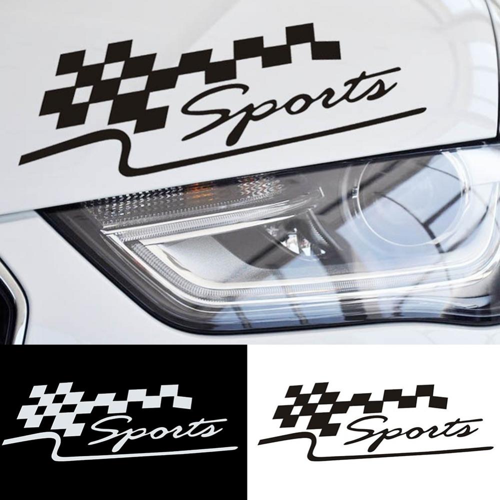 Funny Word Sticker SPORT Letter Checkered Racing Flag Removable Car Sticker Auto Reflective Decal