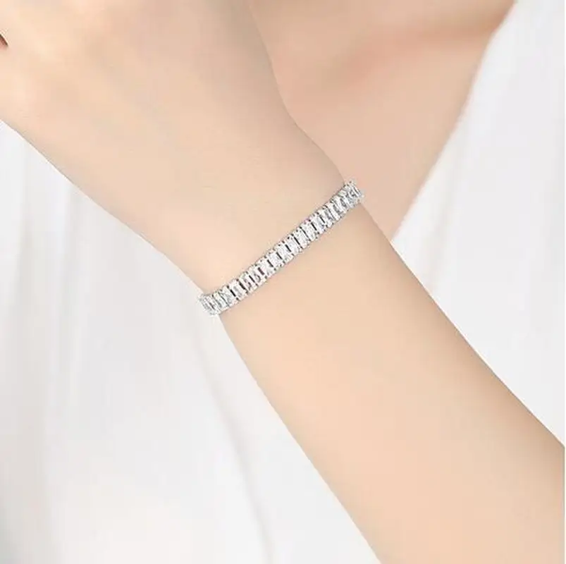 2019 new luxury square 925 sterling silver bracelet bangle for women anniversary gift jewelry wholesale