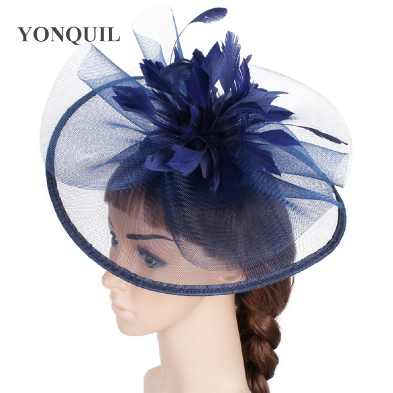 Wine Red Fascinator Feather Flower Wedding Hair Clips And Headbands Women Party Royal Ascot Bridal Church Show Hat Great Quality
