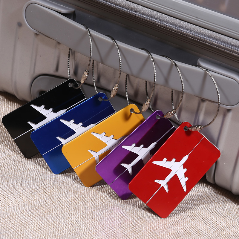 Round airplane shape Travel Accessories Creative Luggage Tag Baggage Name Tags Aluminium Alloy Luggage Tags