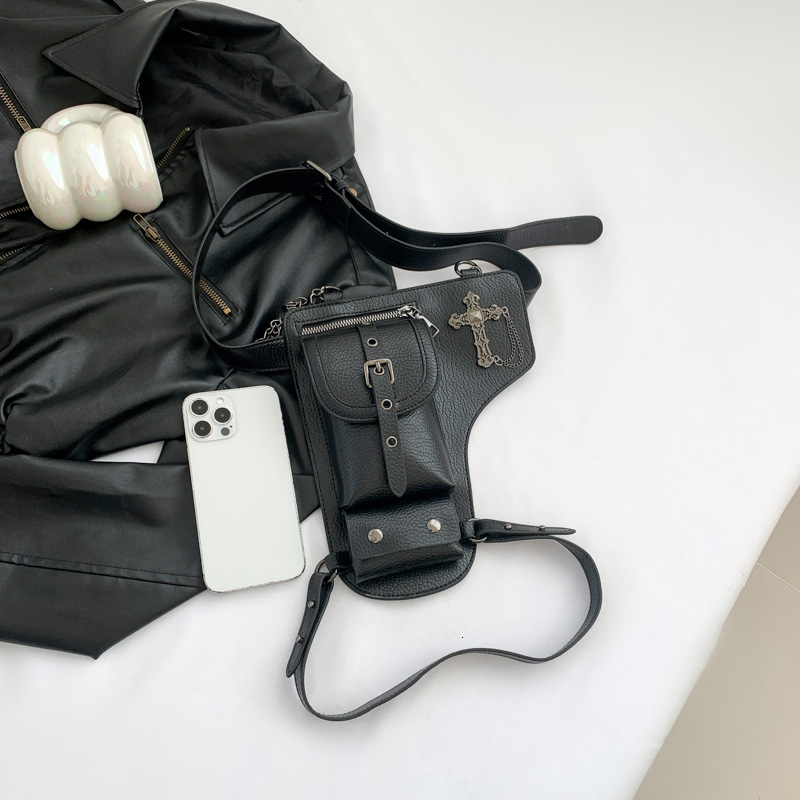 Chain Buckle Sewing Holster Shape Individuality Motorcycle Style PU Crossbody Waist and Leg Bag 2024 Hot Sale Bags for Women h6.24#35 ddmy 4e47