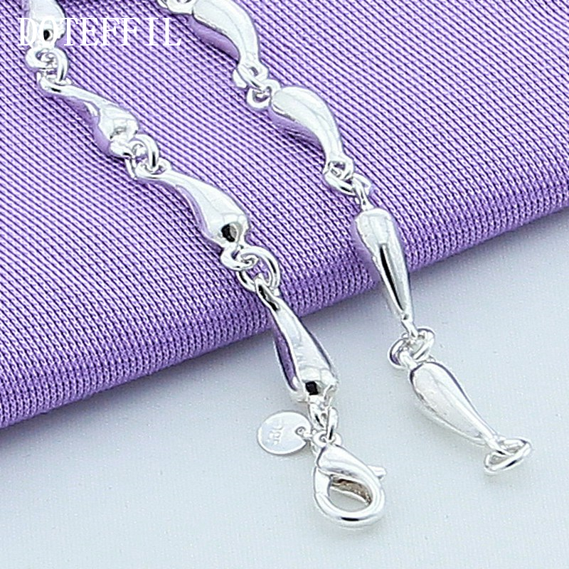 DOTEFFIL 925 Sterling Silver 24K Gold Water Drop Bracelet Luxury Brand Women Bracelet Silver Bracelet Jewelry Christmas Gift