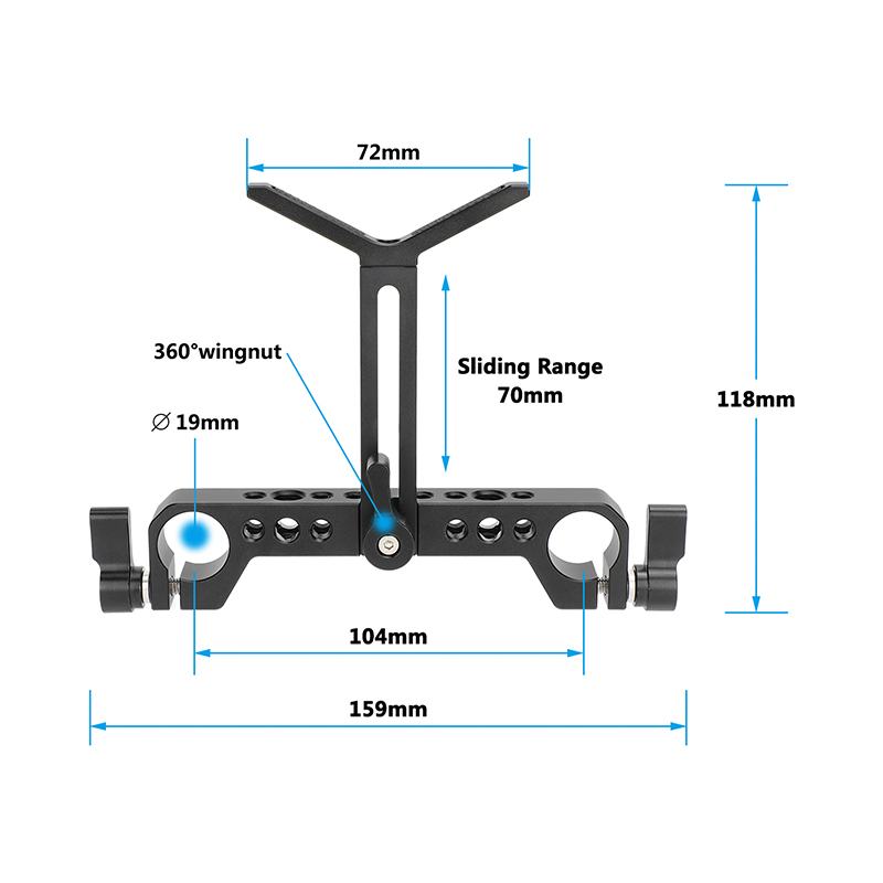 CAMVATE Camera 19mm Y-Shaped Lens Support Bracket Holder Height-adjustable For DSLR Sholuder Mount 19mm LWS Rail Support Systems