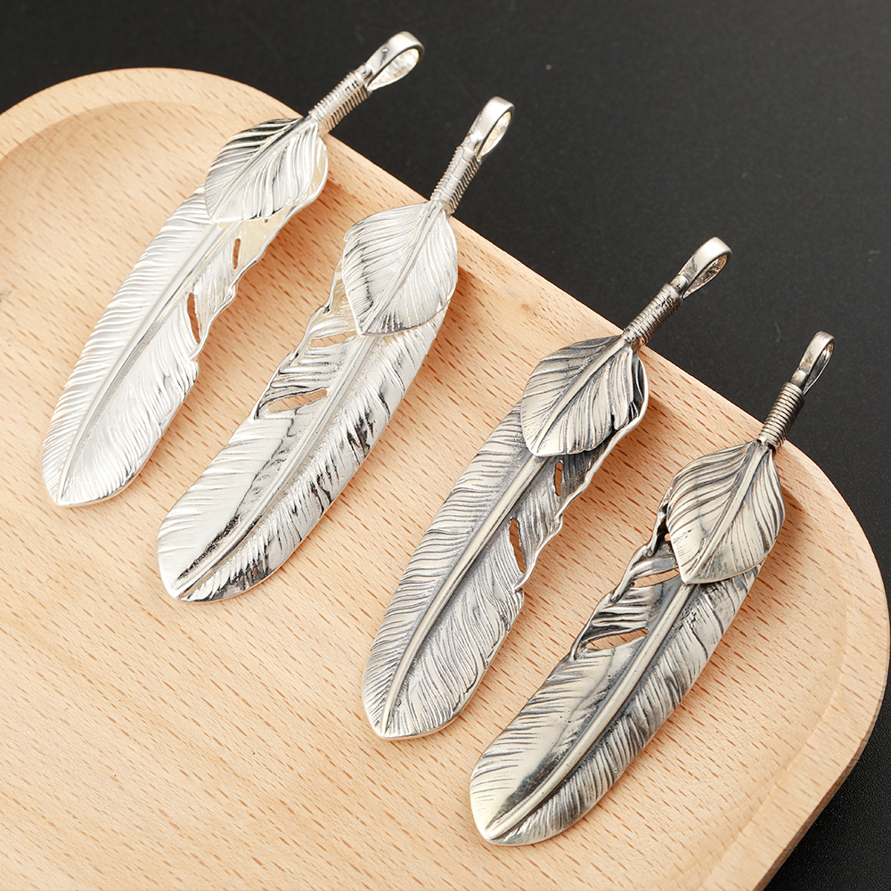 S925 Sterling Silver Charm Vintage Necklace Takahashi Goro Simple Indians Feather Pendant For Man P002