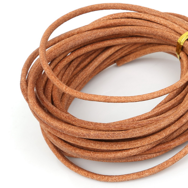 5 Meter Natural Color Real Genuine Leather Cord Round Rope String For DIY Necklace Bracelet Jewelry Cord Dia 1/1.5/2/3mm