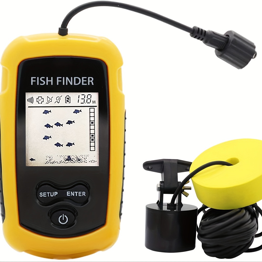 Portable Fish Finder with English Display, Sonar Sounder, Alarm Transducer, Fishfinder, 0.7-100m