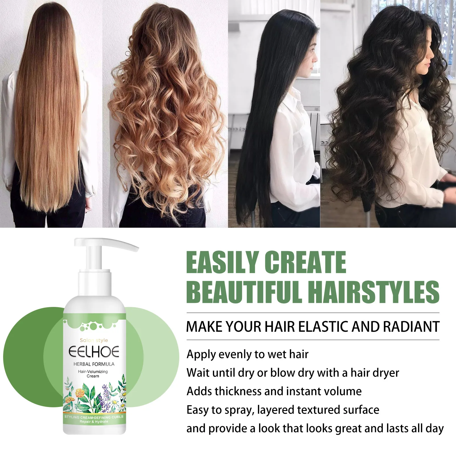 Hair-volumizing Cream Long Lasting Shiny Curly Hair Styling Hair Conditioner Moisturizing Lightweight Curl Defining Cream 50ml