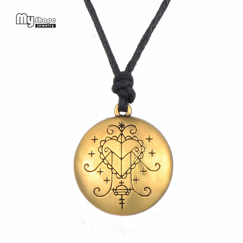 My Shape Ezili Freda Voodoo Loa Veve Pendant Hand Stamped Vodoun Lwa Love Talisman Chain Necklaces Hoodoo Amulet Necklace