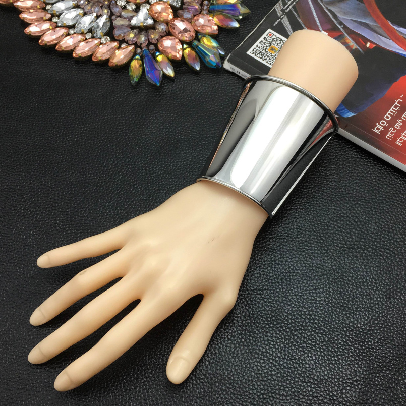 MANILAI Simple Design Smooth Alloy Cuff Bracelets For Women Statement Jewelry Classic Big Bangle Manchette Punk Accessories