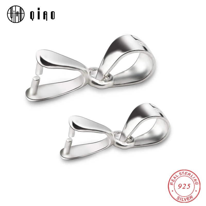 2pcs 12x4mm/14.5x5mm 925 Sterling Silver Pendant Necklace Buckle Clasps Connectors Silver Jewelry Findings Accessories for DIY