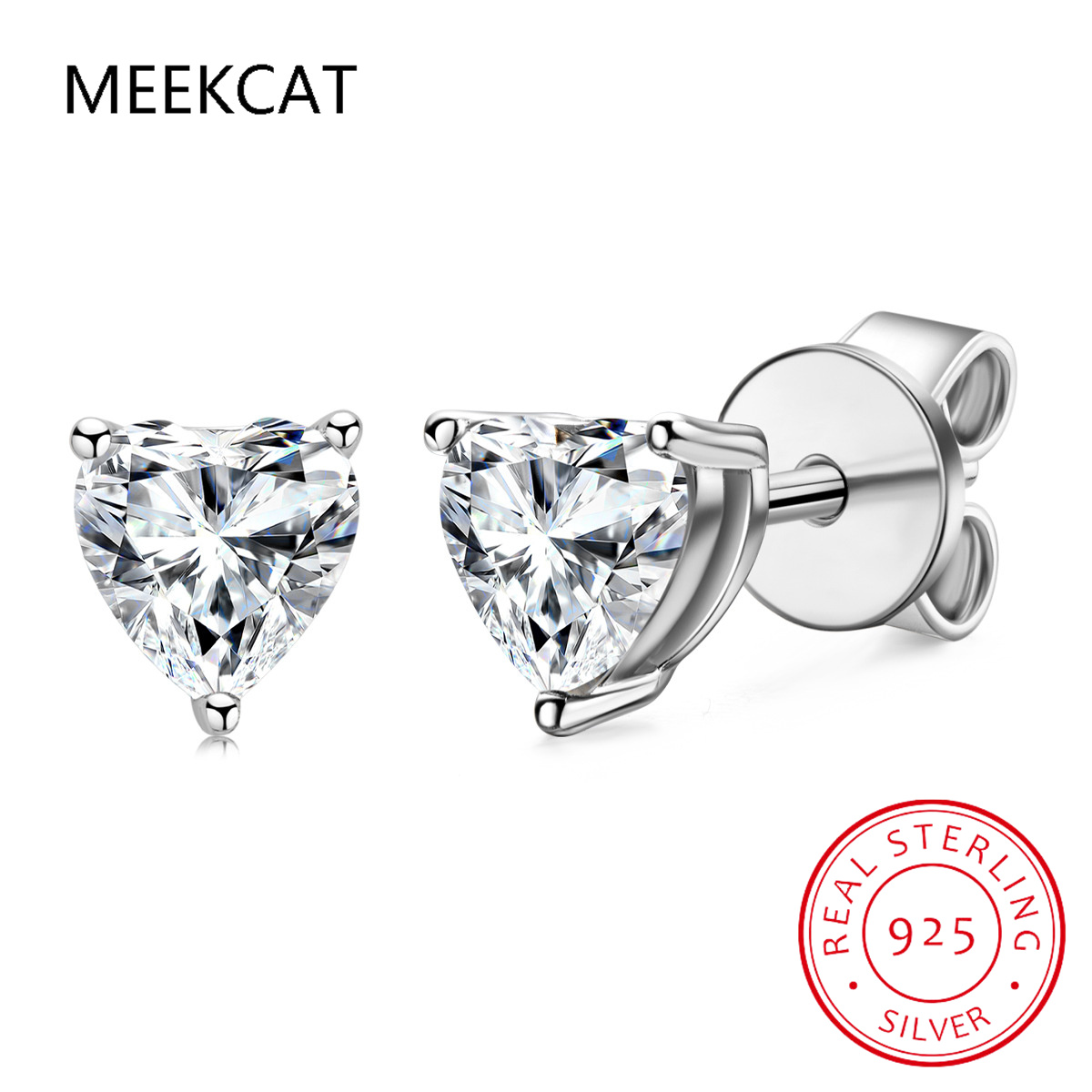 Heart Moissanite Earrings D Color VVS1 Lab Diamond Platinum Plated Sterling Silver Moissanite Stud Earring Women Fine Jewelry