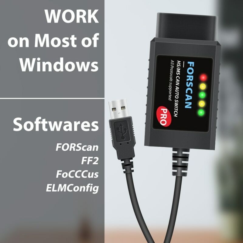 FORScan Pro ELM327 V1.5 For Ford Coding USB OBD2 Scanner Adapter Car Diagnostic Tool HS/ MS CAN Auto Switch F150 F250 F350 F450