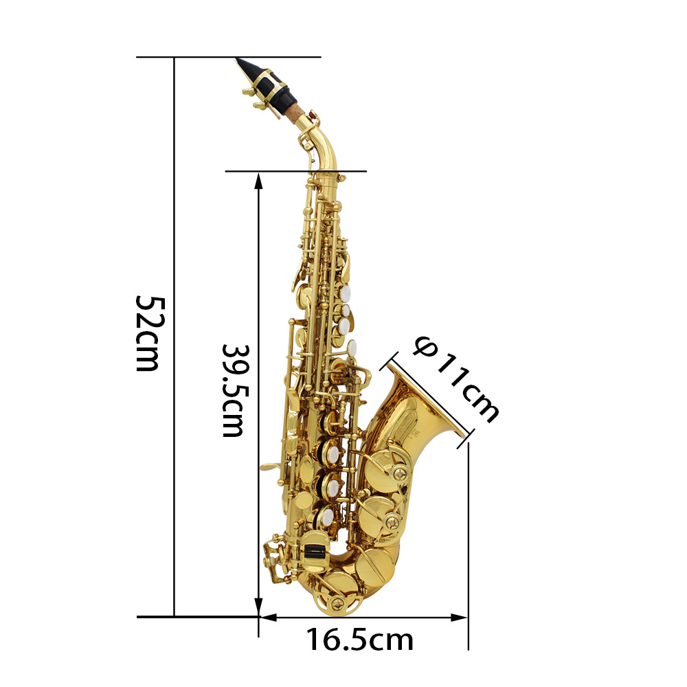 Brass Bb Bend Althorn Soprano Saxophone Sax Pearl White Shell Buttons Wind Instrument with Case Gloves Cleaning Cloth Belt