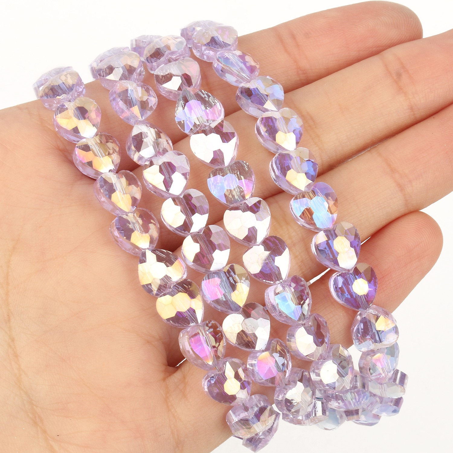 8mm Heart Shape Multicolor AB Color Crystal Spacer Beads Glass Beads for DIY Bracelet Jewelry Making Accessories 30pcs/lot