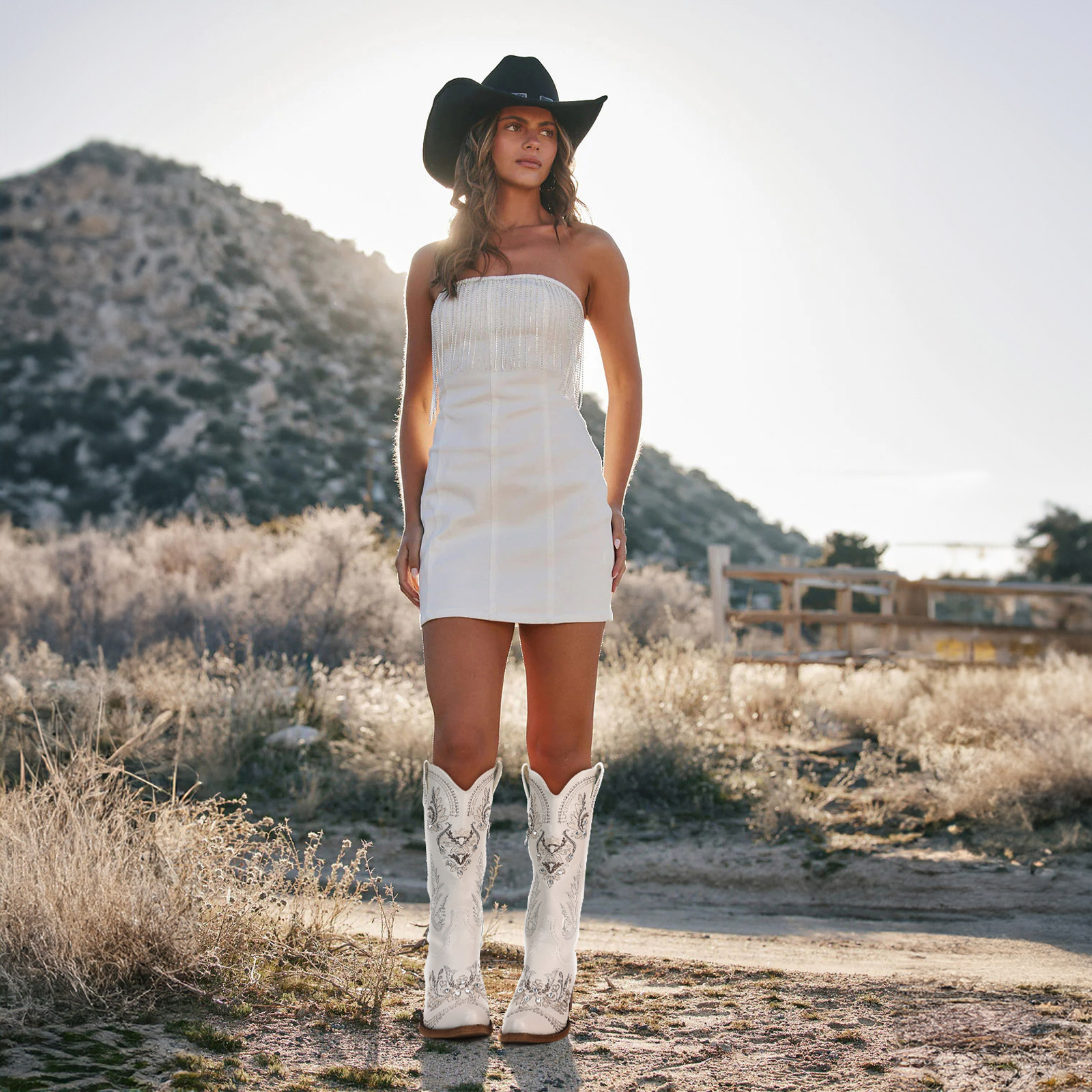 Knee High Western Cowgirl Boots, Sparkly Rhinestone Retro Country Boots with Classic Embroidered, Pointed Toe Chunky Heel Pull on Vintage Tall Boots