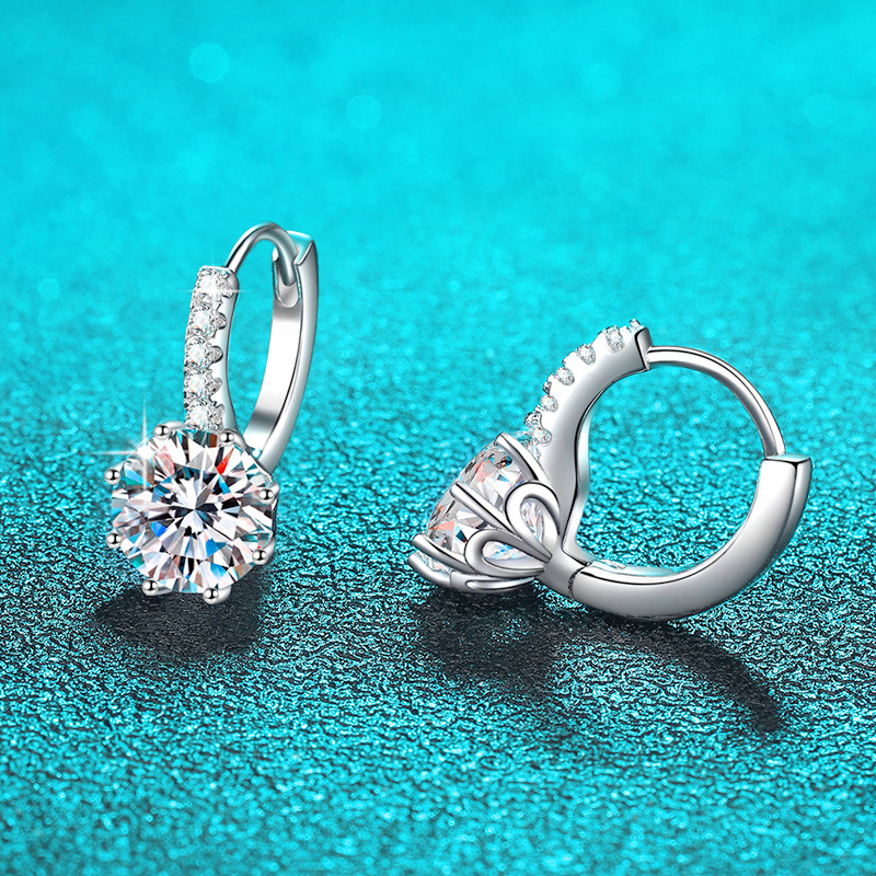 Smyoue 2CT D Color Moissanite Hoop Earrings for Women Lab Diamond 100% 925 Sterling Silver Brilliant Wedding Jewelry Wholesale