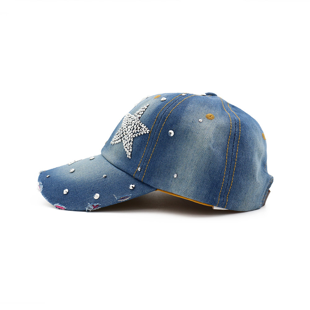 Women's Hat Diamond Flower Cowboy Female Bone Baseball Cap Summer Style Casquette Jeans Hat Cowboy Hat Baseball Hats