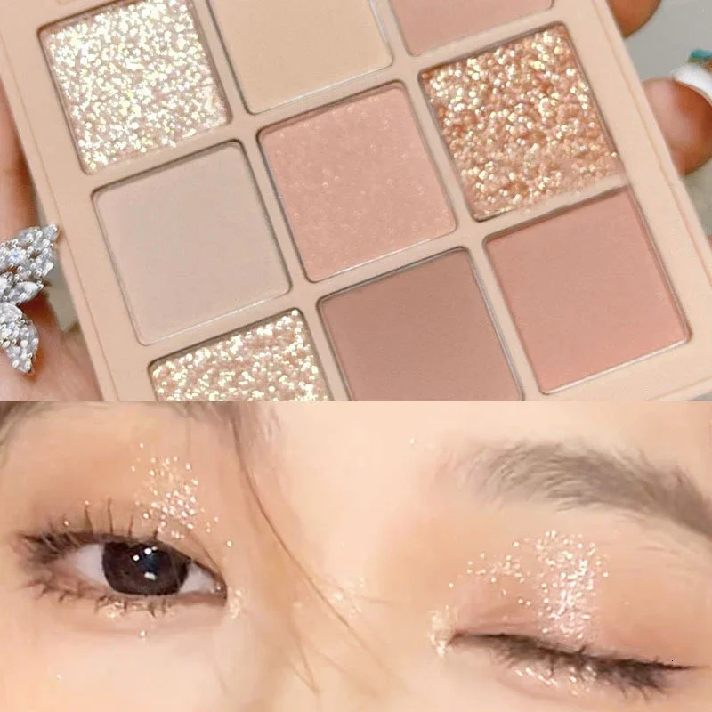 9 Colors Punk Smokey Matte Glitter Eyeshadow Palette Shimmer Eye Shadow Makeup Palette Cool Toned Gray Black Eye Pigment Palett 240624