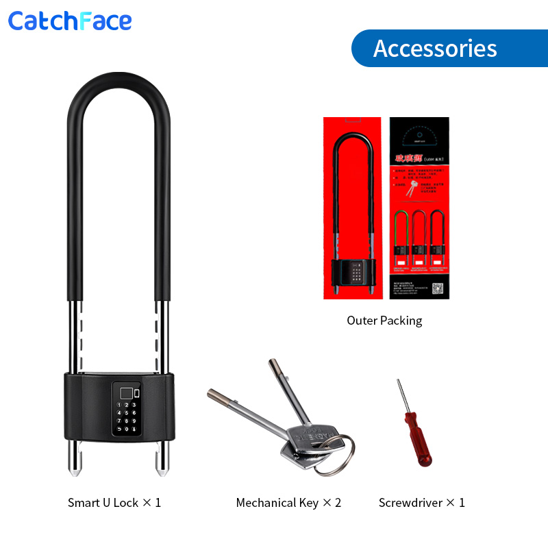 Waterproof Bluetooth APP Control Bicycle U Shape Lock Smart Bike Lock with TUYA APP Passcode Fingerprint Safe Digital Electronic