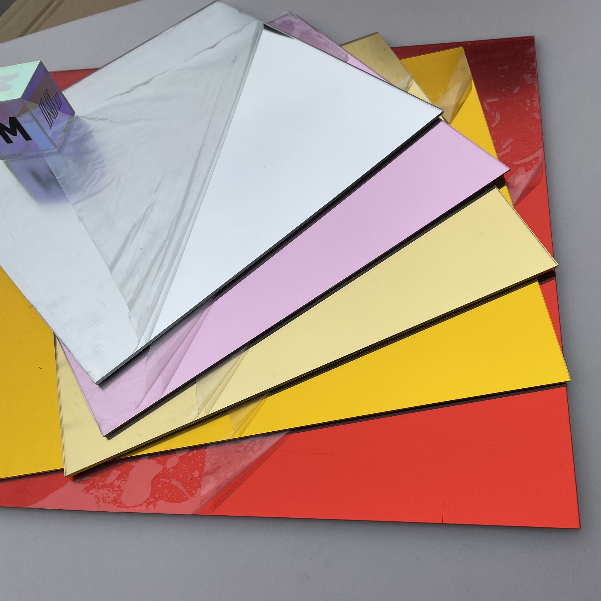 3MM Gold Silver Red Acrylic Mirror Square Sheet Plastic Pier Glass Hotel Decorative Lens Plexiglass Mirrors
