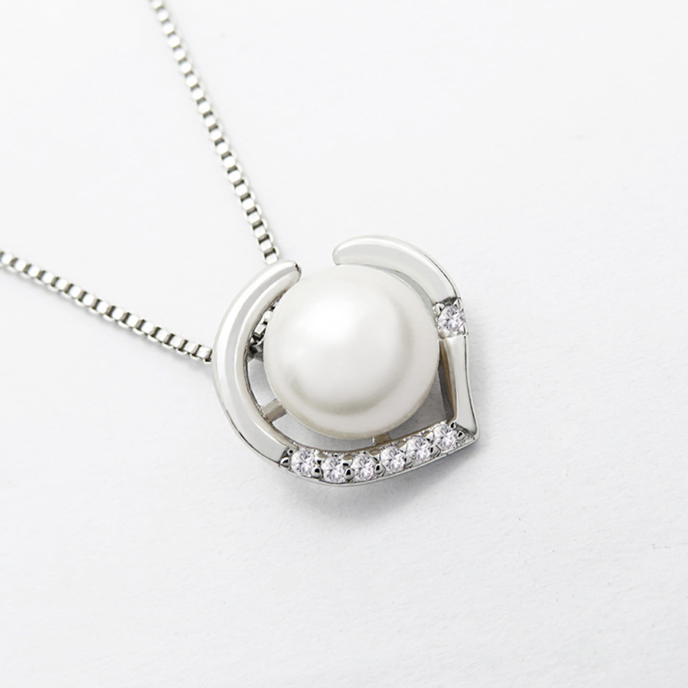 Pure 925 Sterling Silver Necklace+Earrings Set With 7mm Natural Freshwater Pearl Elegant Eternal Jewelry for Wedding