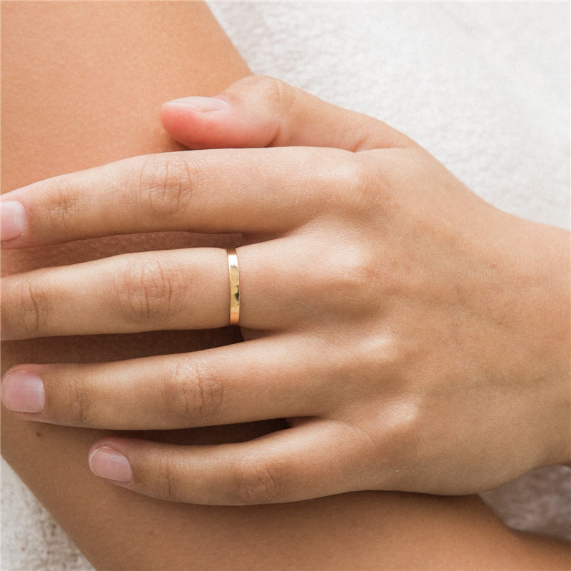 14K Gold Filled Flat Band Ring Minimalism JewelryKnuckle Anillos Mujer Bohemian Bague Femme Anelli Aneis Rings