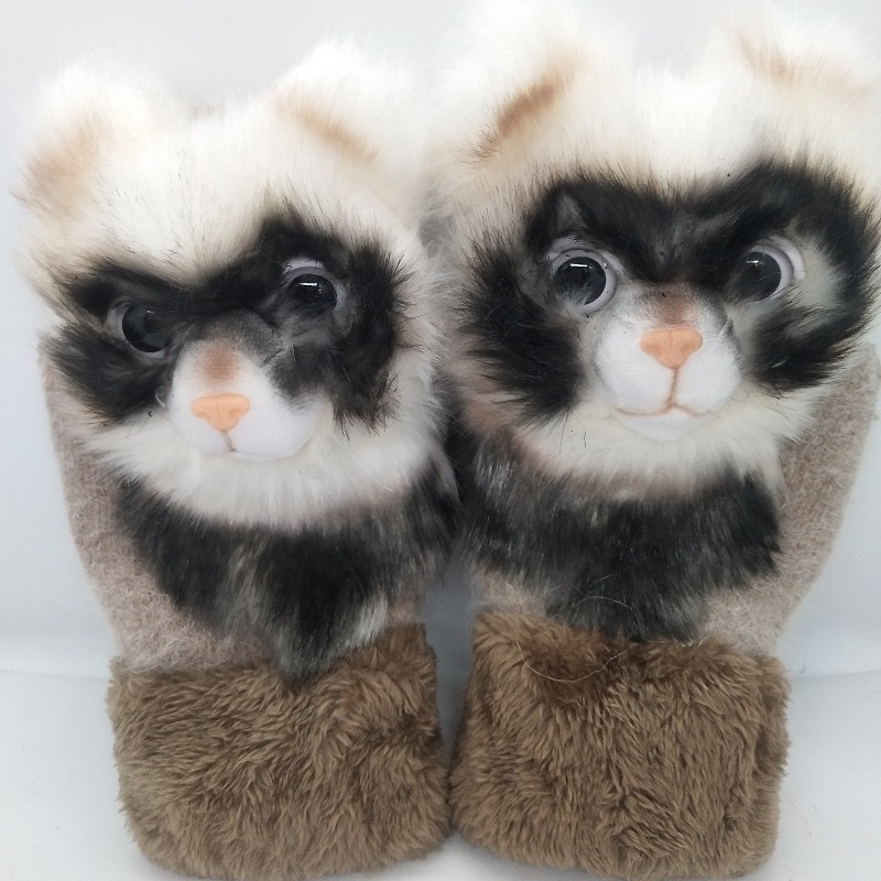 Cute Big Girls Boys Winter Gloves Animals Cat Dog Panda Design Warm Outdoor Mittens Kids Costume Plush Knitted Women Gloves