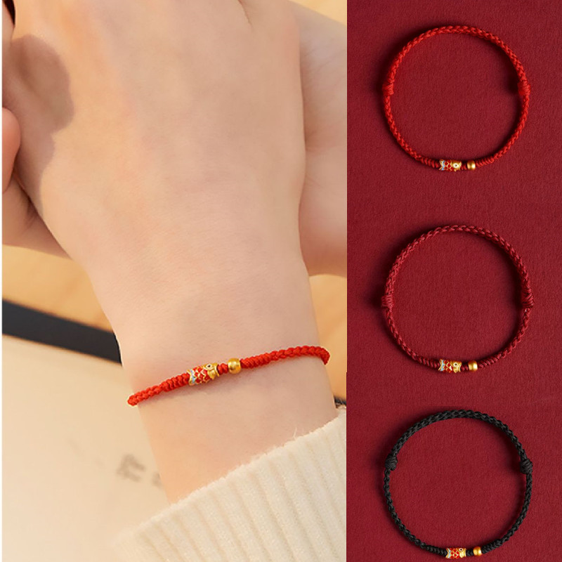 Hand Woven Knot Koi Fish Bracelet Bangles For Lovers' Red Black Rope Lucky Bracelets Best Friend DIY Jewelry Gift Size Adjust