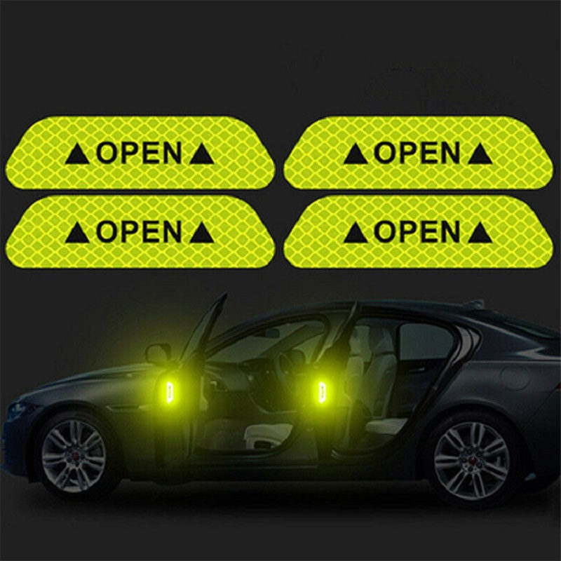 4Pcs Car Open Reflective Tape Reflective Strips Waterproof Car Warning Stickers Night Driving Safety Lighting Luminous Tapes Hot