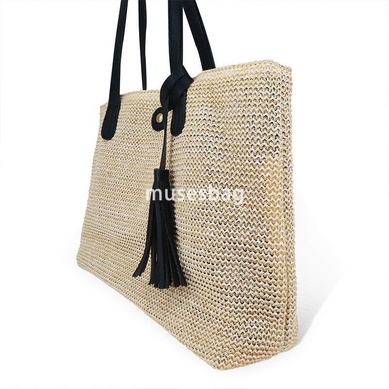 Designer women's fashion niche design vacation style practical multifunctional grass woven tote bag summer large capacity casual woven handbag
