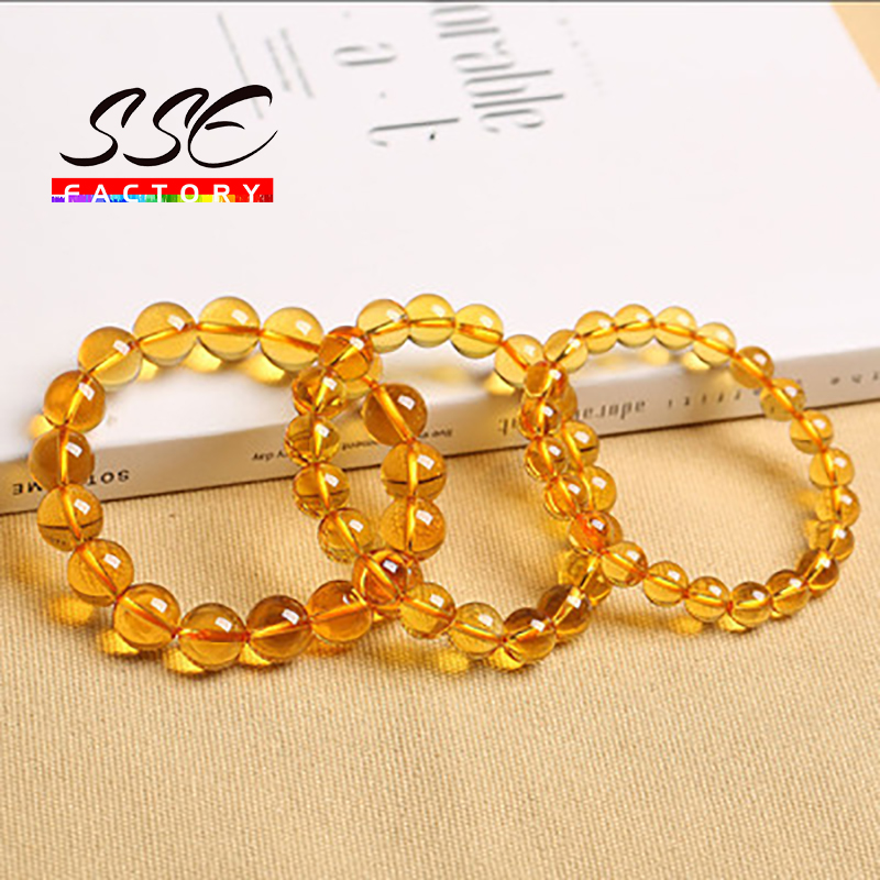 Natural Citrines Crystal Bracelets Stone Round Loose Beads Elasticity Rope Men Women Bracelet High Quality Crystal CharmBracelet