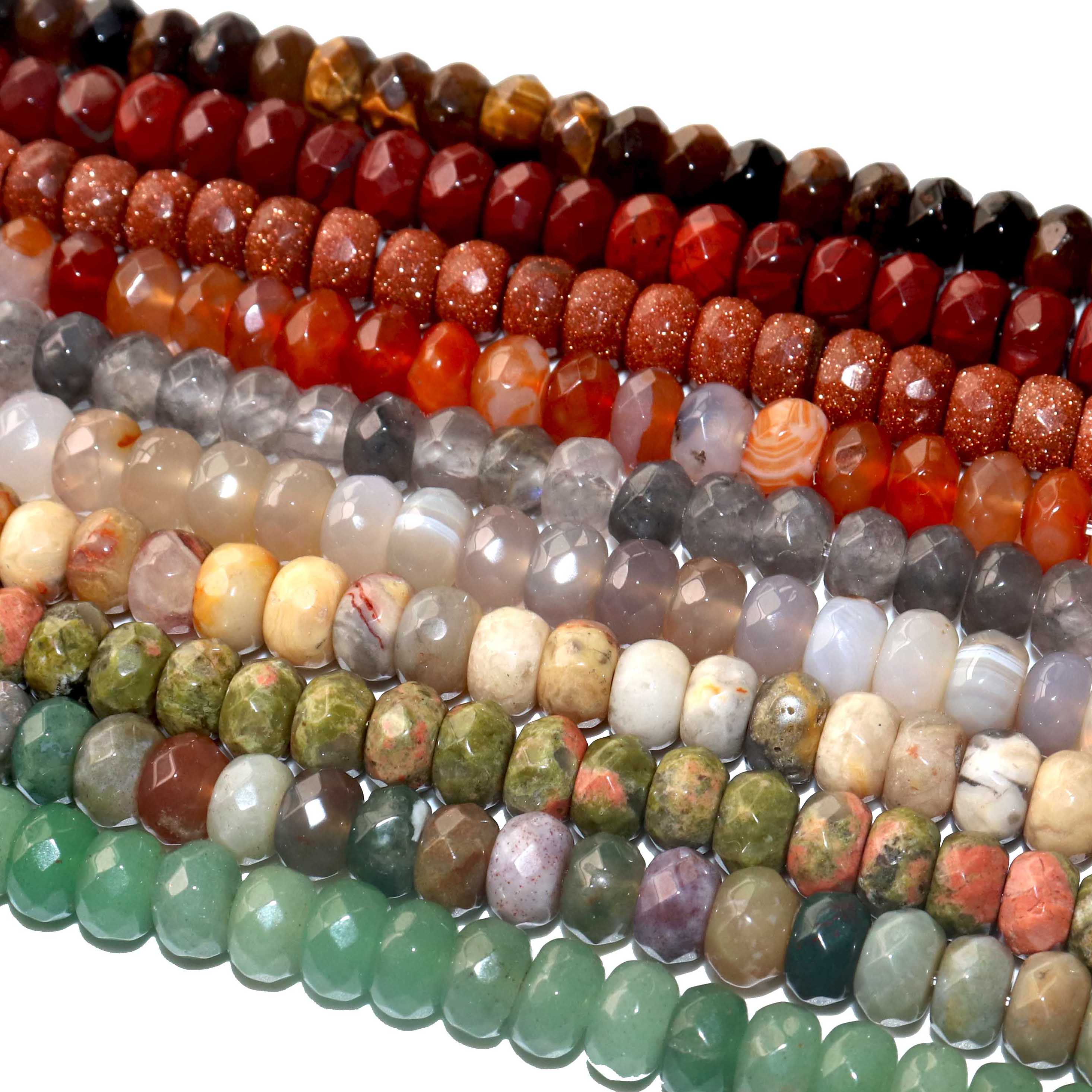 Wholesale 4 * 6 MM 5*8 MM Natural Stone Faceted Rondelle Beads Hematite Agates Spacer Beads DIY Bracelet Necklace Material