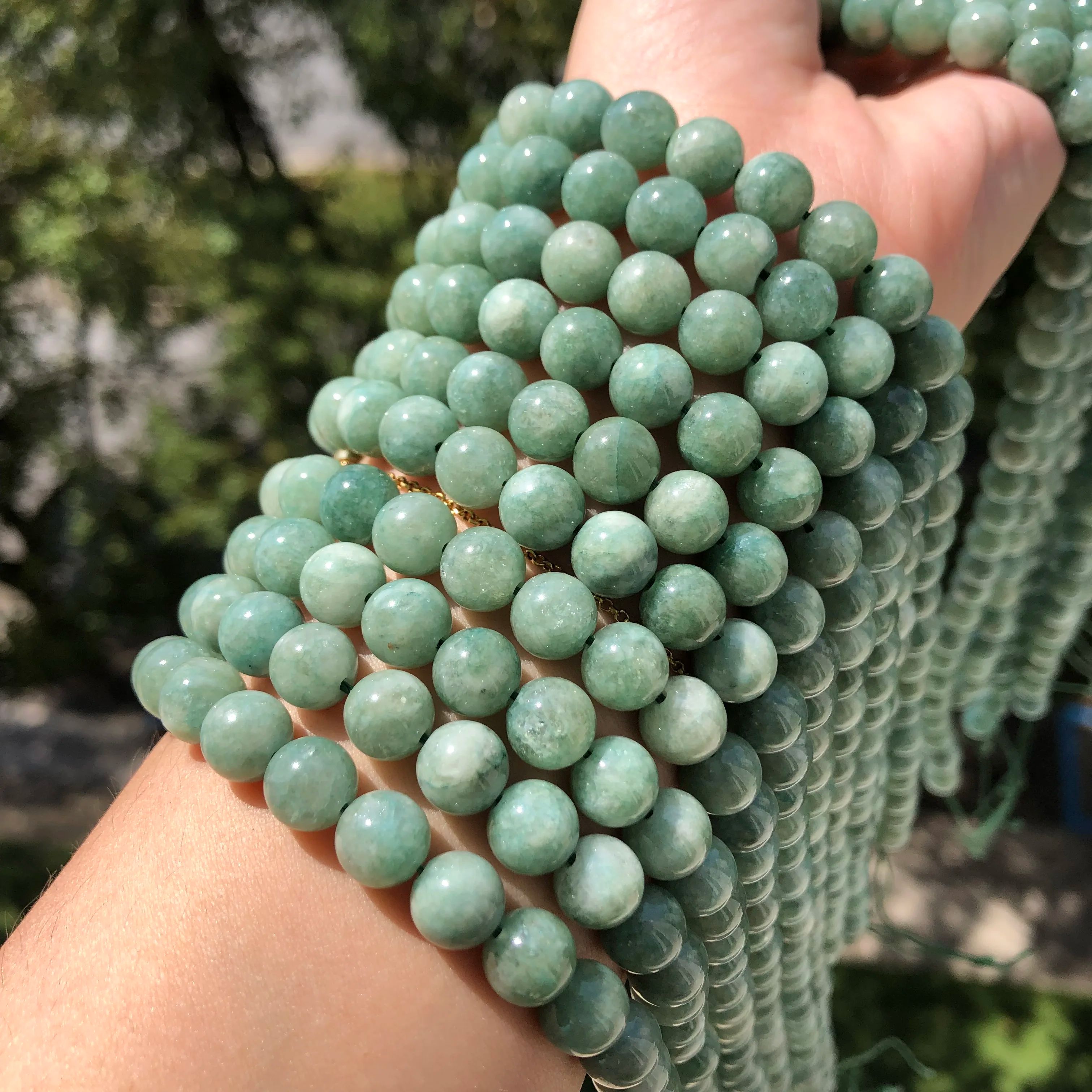 Natural Stone Beads Green Burmese Persian Jades Round Beads For Jewelry Making Needlework Diy Bracelet Necklace 6/8/10/12MM
