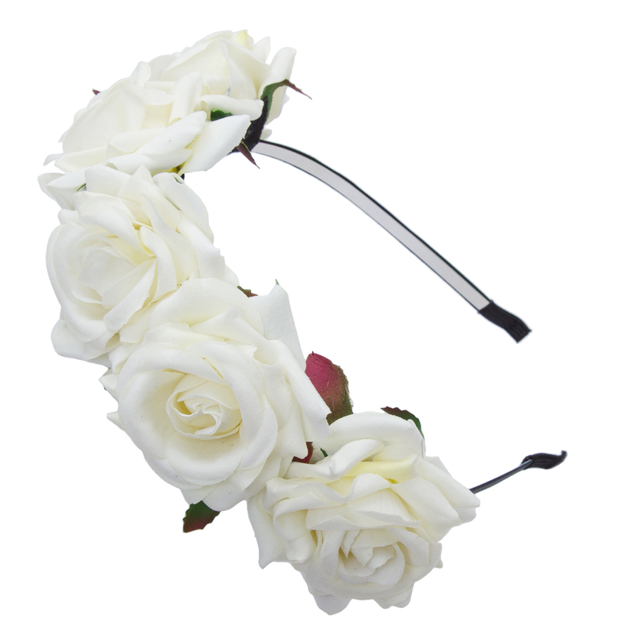AWAYTR Handmade Bride Flower Crown Beauty Rose Floral Headband Hair Garland Festival Wedding Hair Accessories Hairbands