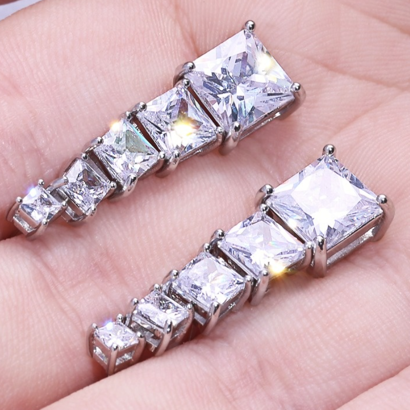CAOSHI Brilliant Square Zirconia Stud Earring Simple Design Exquisite Jewelry High Quality Gift for Girlfriend Factory Wholesale