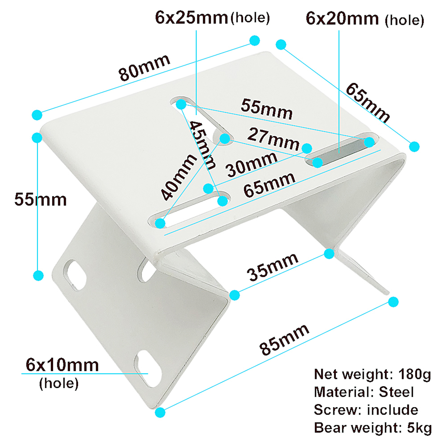 CCTV Video Surveillance Camera Mounting Bracket Vertical Wall Corner Right Angle Plate Supporting Holder Crane Metal Black White